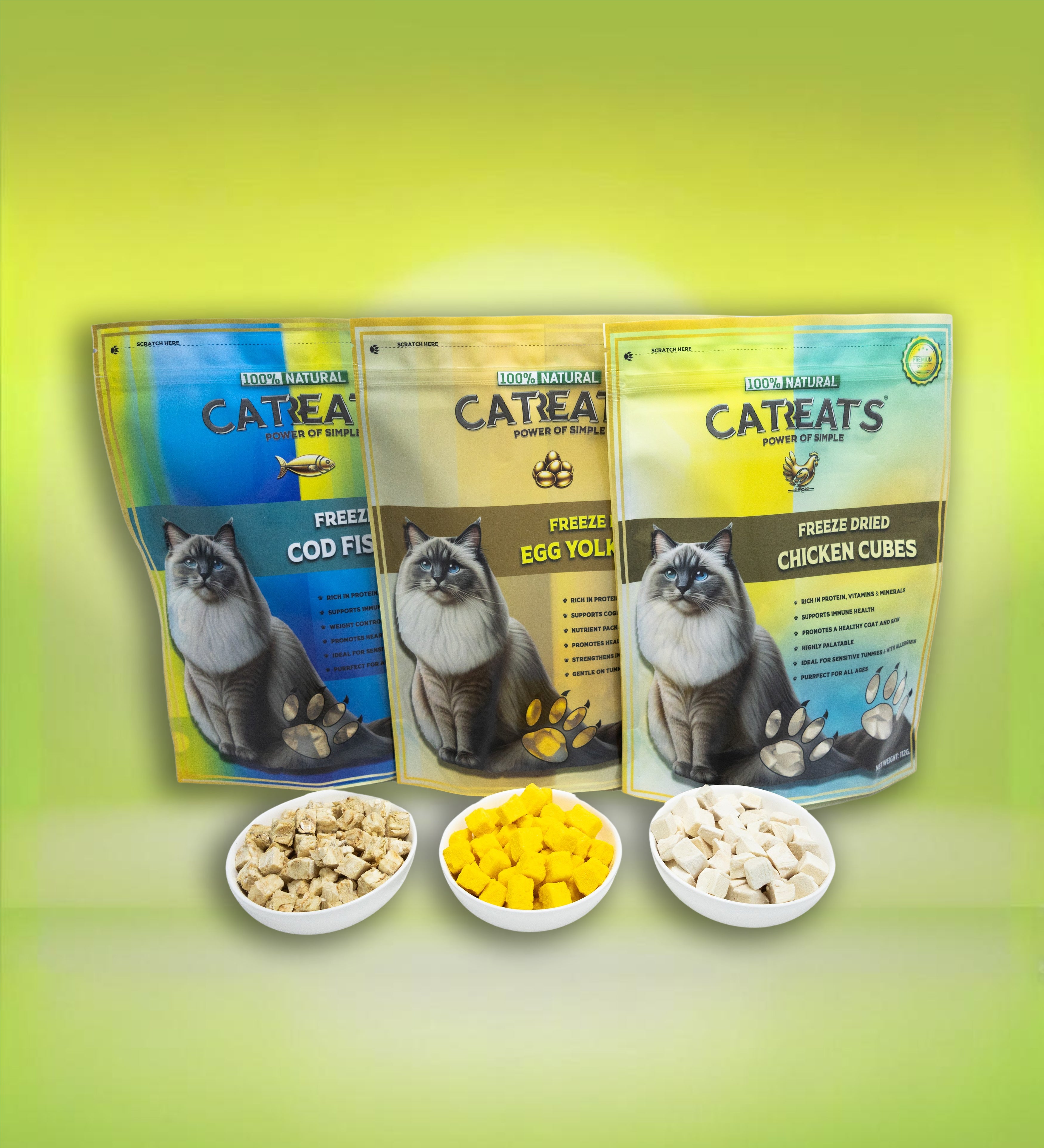 catreats healthy option for cats 100% natural, 0% additives.